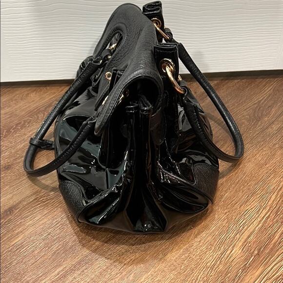 Moschino Black Satchel with Glossy Finish and Gold Hardware - Picture 8 of 14